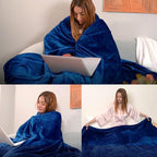 JIAHANNHA Classic Blue Throw Blanket Fleece Blanket Throw Size(60 by 80 Inches),Super Soft Cozy Plush Blanket for Couch Sofa Bed,Lightweight Warm Bed Blankets for Adults,All Season