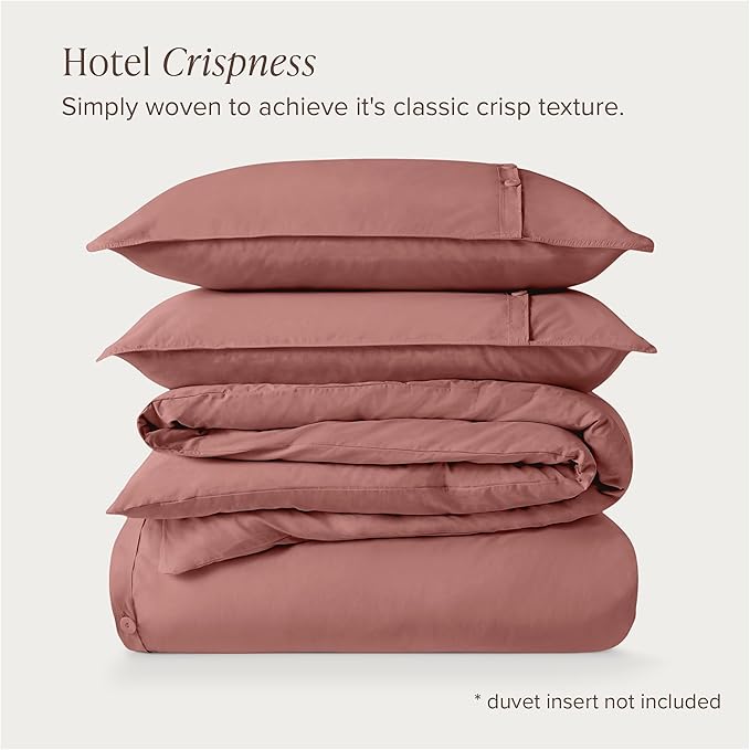 Bare Home 100% Organic Cotton California King Duvet Cover Set - Crisp Percale Weave - Lightweight & Breathable - Cooling Duvet Cover Set (Cal King, Dusty Rose)
