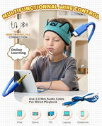 Kids Bluetooth Headband Headphones - Wireless & Wired 3.5mm Jack, Thin Speakers, Adjustable Comfort Fit, Perfect for Toddlers & Children - Home, School & Travel Essentials