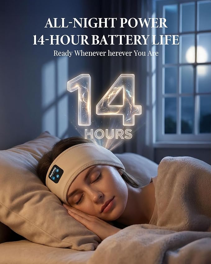 Sleep Headphones Bluetooth 5.4 Headband, Wireless Sleep Headphones with Ultra-Thin Stereo Speakers for Side Sleepers, Sports Headband Music Earphones Eye Mask for Nap Jogging Running Workout Air