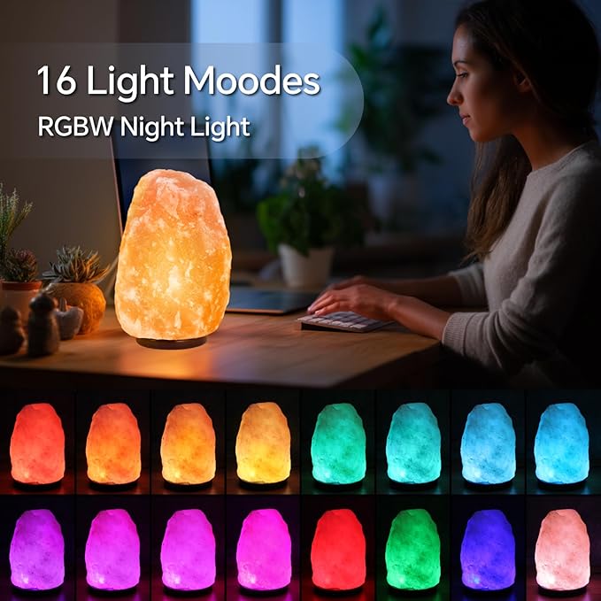 pursalt Himalayan Salt Lamp - 9-11 Inch 11-15 lbs, Natural Pink Large Salt Rock Lamp with Remote Control, 16 Color-Changing LED, USB-Powered Night Light for Home, Office, Bedroom, Yoga Decor