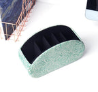 QIELIZI Remote Control Holder, PU Leather Remote Caddy Desktop Organizer with 5 Spacious Compartments for TV Remotes/Media Controllers/Office Supplies (1-Carved3 Green2
