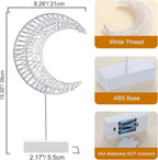 Lewondr Ramadan Decorations Moon Table Lamp, Moon Shape Rattan Ramadan Desk Lamp Battery Powered Light, Winding Thread LED Crescent Light for Home Bedroom Bedside Desktop Eid Mubarak Decorations