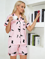 DOLOS Silk Satin Pajama Set for Women Short/Long Sleeve 2-Piece Silky Pajamas for Women Button Down Pjs Sleepwear Loungewear
