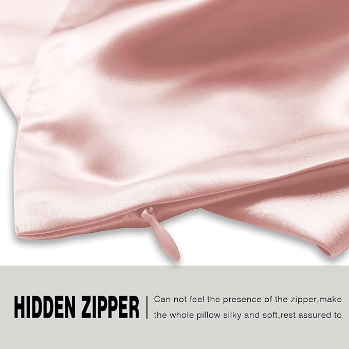 Mulberry Silk Pillowcase for Hair and Skin Pillow Case with Hidden Zipper Soft Breathable Smooth Cooling Silk Pillow Covers for Sleeping (Coral, King,1Pcs)