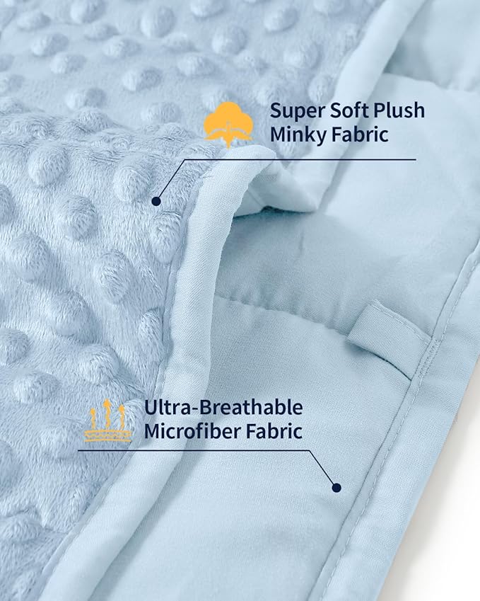 Mr. Sandman Weighted Blanket for Adults Queen Size 20 lbs, Soft Cooling Heavy Minky Blanket for Sleep, Washable Throw Blanket with Glass Beads, 60 x 80 Inches, Light Blue
