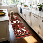 Western Runner Rug,3.3x7ft,Brown Cow Hide Print Runner Rug,Indoor Soft Non-Slip Washable Country Farmhouse Rugs,Southwestern Aztec Geometric Patt Rustic Runner Rugs,for Hallway Bedroom Floor Mat