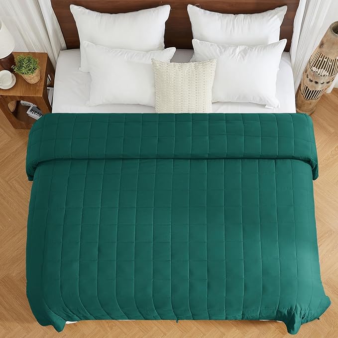 King Size Weighted Blanket for Adults (25 lbs, 80” x 87”, Dark Green) Cooling Heavy Blanket for Sleeping Perfect for 240-260 lbs, Breathable Blanket for Adults & Couple All Season, Machine Washable