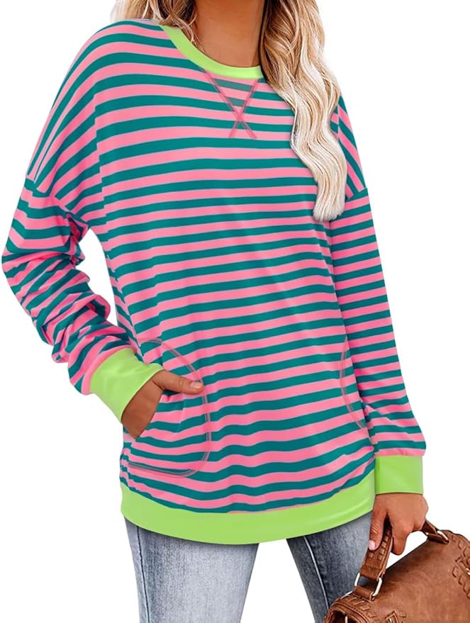 Magritta Women's Long Sleeve Leopard Color Block Tunic Comfy Crewneck T Shirt Tops Black XL