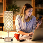 Touch Table Lamps for Bedrooms Set of 2-3 Way Dimmable Champagne Gold Crystal Lamps with Crystal Shade, Bedside Nightstand Lamp for Living Room Bedroom Home Office