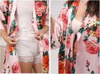QXQTER Peony Floral Silky Satin Robe Wedding Bridal Party Bride Bridesmaid Robes for Women Dressing Gown Kimono Robe