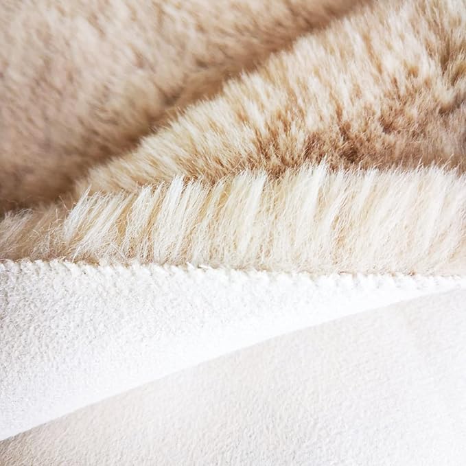 Ghouse Soft Faux Sheepskin Fur Rug 4x6 Light Brown Beige Fluffy Bedside Rugs Plush Rug Shag Nursery Carpet Area Rugs for Living Room Bedroom Playing Room Decor