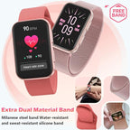MorePro Health Fitness Tracker for Women Men, 24/7 Heart Rate Blood Pressure & Oxygen Monitoring, Sleep Tracker, 120+ Sport Modes Smart Watch, IP68 Waterproof, 2 Bands, Compatible Android iOS