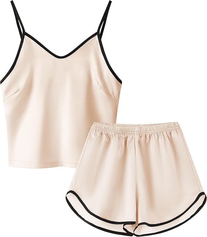 Girls & Women Silk Pajamas Set Satin Camisole Sleepwear 2 Piece Pjs, 3 Years - Women XXL