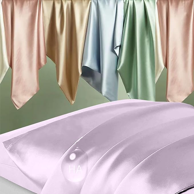 Silk Pillowcase 2 Pack, Natural Mulberry Silk Pillow Case, Anti Acne Silk Pillowcase for Hair and Skin, King Size Silk Satin Pillowcase Set of 2 with Hidden Zipper, Gifts for Women Men, Lavender