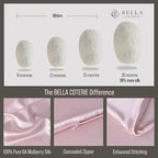 Bella Coterie Luxury Silk Pillowcase for Hair and Skin | 30 Momme | 100% Pure 6A Mulberry Silk | Super Soft | Perfectly Plush [Queen, Pink Peony]
