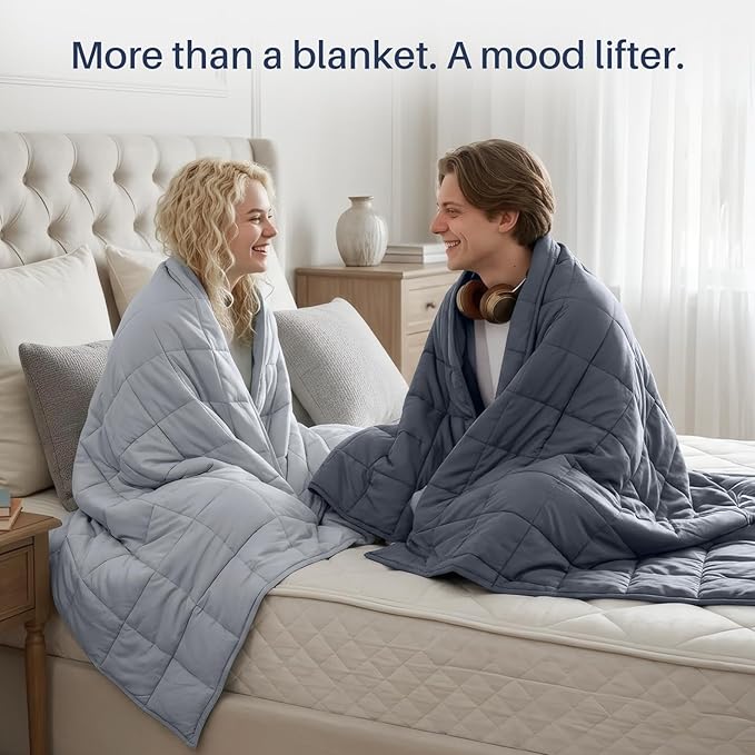 Weighted Idea Weighted Blanket for Adults (Dark Grey,80"x87",25lbs) Cooling Breathable Heavy Blanket with Premium Glass Beads All-Season Soft Thick Comfort