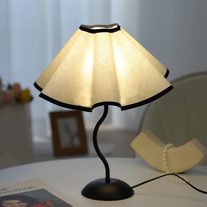 WSYEAR 3 Color Bedside Nightstand Lamp for Living Room and Bedroom - Traditional Tall Retro Desk Lamp with Black Base for Kids Reading