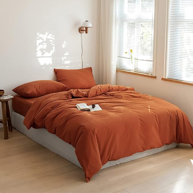 Luxlovery Burnt Orange Comforter Set King Rust Bedding Comforter Set Caramel Caramel Blanket Quilts 3 Piece Cinnamon Color Bedding Set for Women Men King Bed
