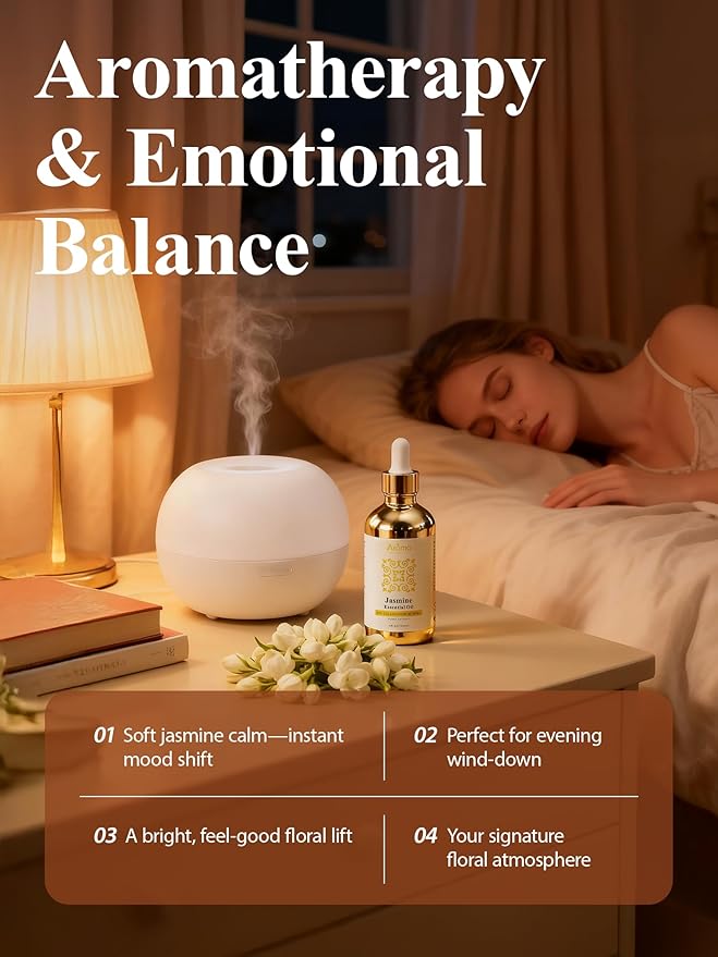 100% Pure Jasmine Essential Oil 4 fl oz - Essential Oils for Skin, Essential Oil for Diffusers, Home Fragrance, Aromatherapy & DIY Candle Making, Gifts for Women