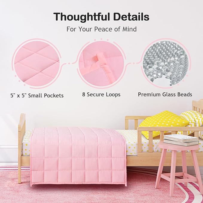 Kivik Weighted Blanket 5 lbs, Small Weighted Blanket 5 Pounds, Mini Heavy Blanket Throw, Breathable Cooling & Warm Blankets, Machine Washable, 36x48 Inches Pink