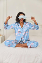 Ekouaer Women's Classic Button Down Long Satin Silk Pajama Set
