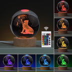 Cat Gifts for Cat Lovers for Women, Large 3D Night Light, Crystal Lamp 16 Color Changing with Remote Control for Bedroom Decor, Play with Butterfly