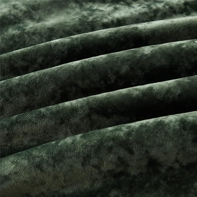 Fredsure Distressed Velvet Comforter Set, 5 Pieces Blackish Green Queen, Distressed Velvet Face and Brushed Microfiber Reverse