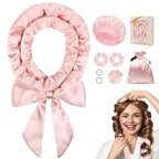 Satin Heatless Hair Curler Curls Overnight Hair Curlers to Sleep In, Hair Curlers No Heat Curls Overnight, Heatless Curling Set for Women Long Hair - 8 Pcs (Blush Pink)