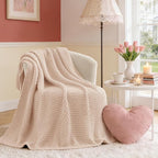 BEDELITE Chunky Cable Knit Throw Blanket for Couch,Super Soft Cozy Woven Blanket for Room Decor,60"x80", Pink