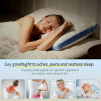 BETU Cooling Pillow Queen Size, Shredded Memory Foam Cool Pillow for Hot Sleepers, Adjustable Firm Soft Support Bed Pillows Perfect for Back Neck Pain and Side Sleeping with Pillow Case Cover, Blue