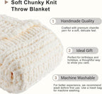 Battilo Cream Chunky Knit Throw Blanket for Couch, Super Soft Chenille Throw Blanket Cozy Warm Thick Ivory White Cable Knitted Blanket for Sofa, Bed, Living Room, 50"x60"