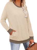 Magritta Women's Long Sleeve Leopard Color Block Tunic Comfy Crewneck T Shirt Tops Black XL