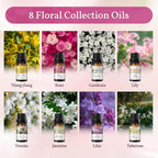 SLASHOME Floral Essential Oils Set - 8×10ml, Essential Oils for Home Diffusers, Candle Making & Soap Scents, Spa Gift Box with Rose, Jasmine, Gardenia & More,Ideal Gift Box