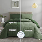 HIG 3 Pieces Green California King Comforter Set, Modern Breathable Box Stitched Duvet Insert Bedding Comforter, Soft Fluffy All Season Reversible Comforter Set Blanket with Corner Tabs for Bedroom