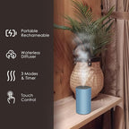 Waterless Essential Oil Diffuser, Battery Powered Mini Scent Air Machine, Aromatherapy Mist Diffuser for Home Room Car Office (Blue Aluminum Alloy)