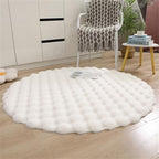 ABREEZE Faux Rabbit Fur Rug 4FT, White Fluffy Soft Area Rug Round Fuzzy Carpet for Living Room, Bedroom, Machine Washable Shaggy Nursery Rug