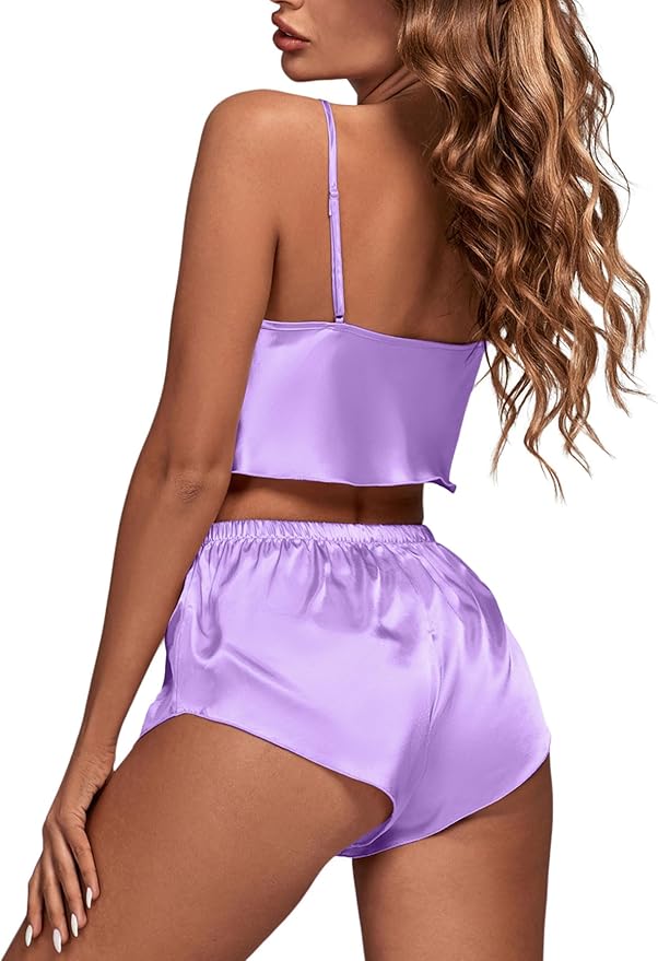 OPOIPIN Women's 3 Piece Pajama Set Sexy Cami Top and Shorts with Robe Sleepwear Loungewear Set