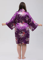 QXQTER Peony Floral Silky Satin Robe Wedding Bridal Party Bride Bridesmaid Robes for Women Dressing Gown Kimono Robe