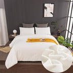 CLOTHKNOW White Velvet Comforter Set Twin/Twin XL White Bedding Comforter Sets White Flannel Bed Comforter Soft Cozy 3Pcs Comforter Sets