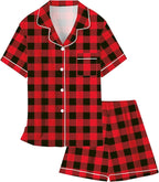 Girls & Womens Satin Pajamas Set, Silk Button-Down Sleepwear 2 Piece Nightwear, 3 Years - Women XXL