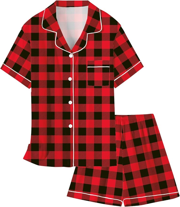 Girls & Womens Satin Pajamas Set, Silk Button-Down Sleepwear 2 Piece Nightwear, 3 Years - Women XXL