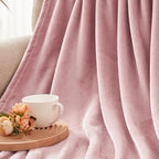 Exclusivo Mezcla Fleece Throw XL Blanket for Couch, Sofa, Super Soft and Warm Dusty Pink Blankets, All Season, Cozy, Plush, Lightweight, 50x70 Inches