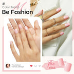 Modelones Pink Press on Nails, Spring Short Square Fake Nails, Reusable Nail Kit with Nail Glue Adhesive Tabs Mini Nail File, Nails Press Ons 32Pcs 16Sizes, Women Girl Gift