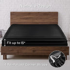 MR&HM Satin Bed Sheets, Full Size Sheets Set, 4 Pcs Silky Bedding Set with 15 Inches Deep Pocket for Mattress (Full, Black Striped)