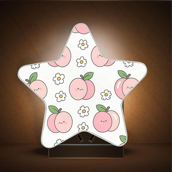 susiyo Plug in Night Light Peach and White Flowers Cute Star Shape Nightlight for Bedroom Hallway Stairs