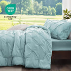 BEDELITE Dusty Blue King Size Comforter Set - 3 Pieces Boho Pintuck Bedding Comforter Sets, Lightweight Soft & Warm King Bedding Set with 2 Pillowcases for All Season