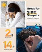 Bluetooth Sleep Headphones Sleep Mask | Breathable Eye Mask for Sleeping | 16hrs Playingtime | Light Blocking Eye Mask |Wireless Music Eye Mask | Best for Sleeper | Travel |Black