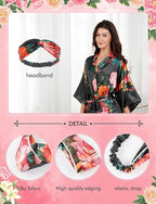 EPLAZA Silk Robes for Women Satin Robe Short Sexy Print Flower Kimono Loungewear Wedding Bridal Party