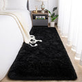 Jelymark Super Soft Shaggy Rug for Bedroom, 2x6 Feet Fluffy Carpet for Living Room, Fuzzy Indoor Plush Area Rug for Home Decor, Furry Floor Rugs for Dorm, Kids Nursery Rug for Girls, Black